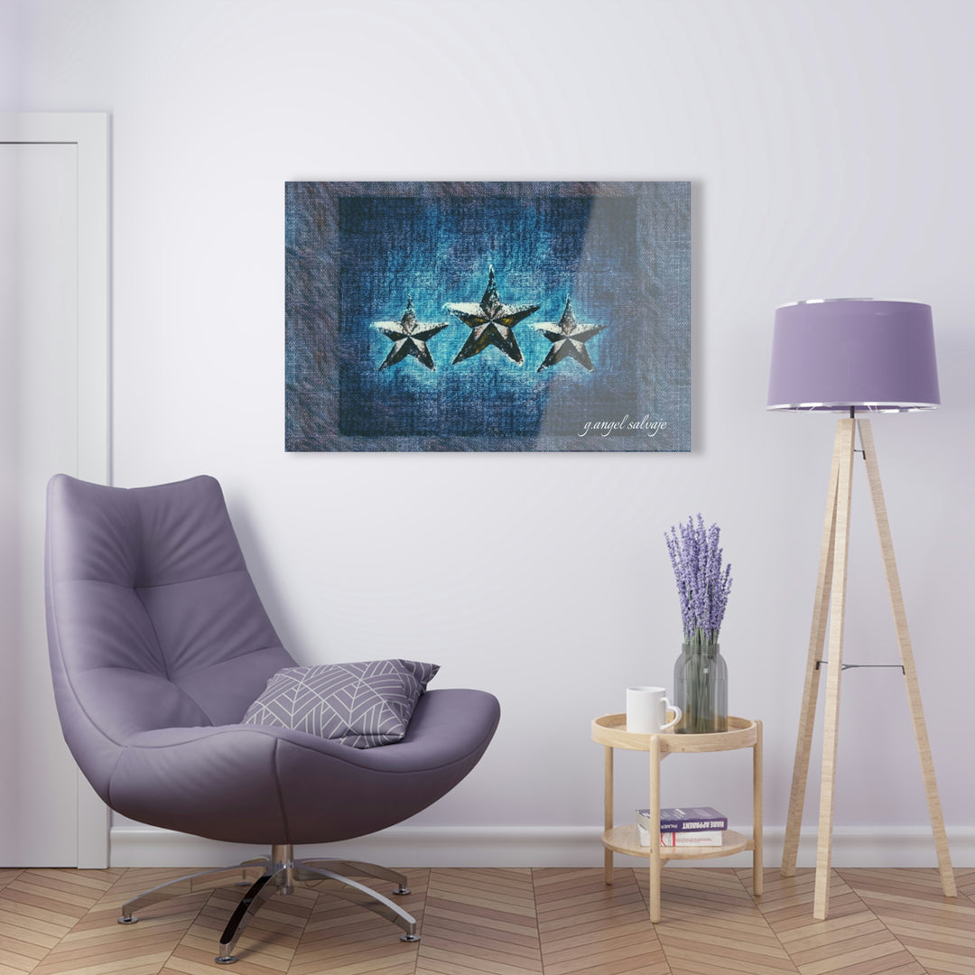Triple Star in Textured Blues Acrylic Prints