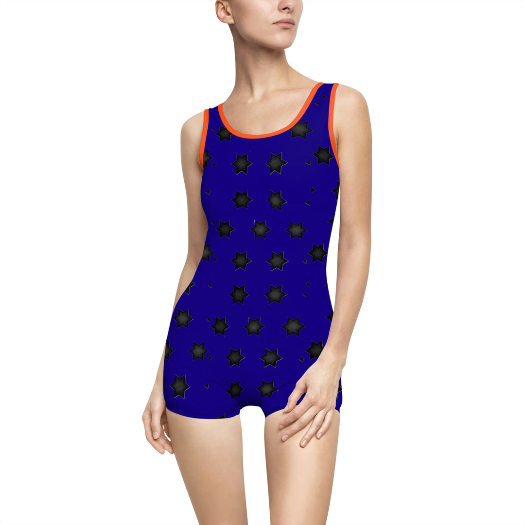Black stars Women's Vintage Swimsuit (AOP)