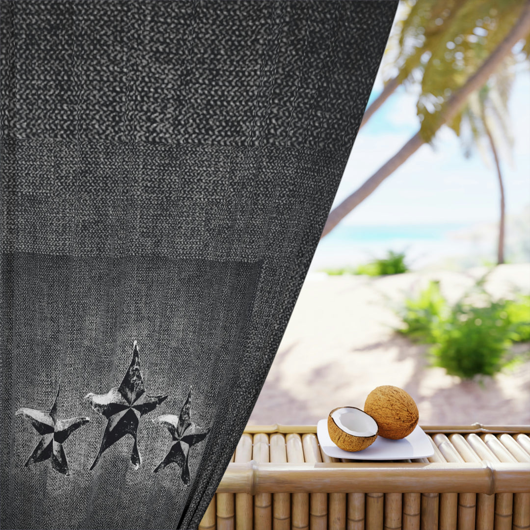 Triple Star on dark grey Window Curtains (1 Piece)