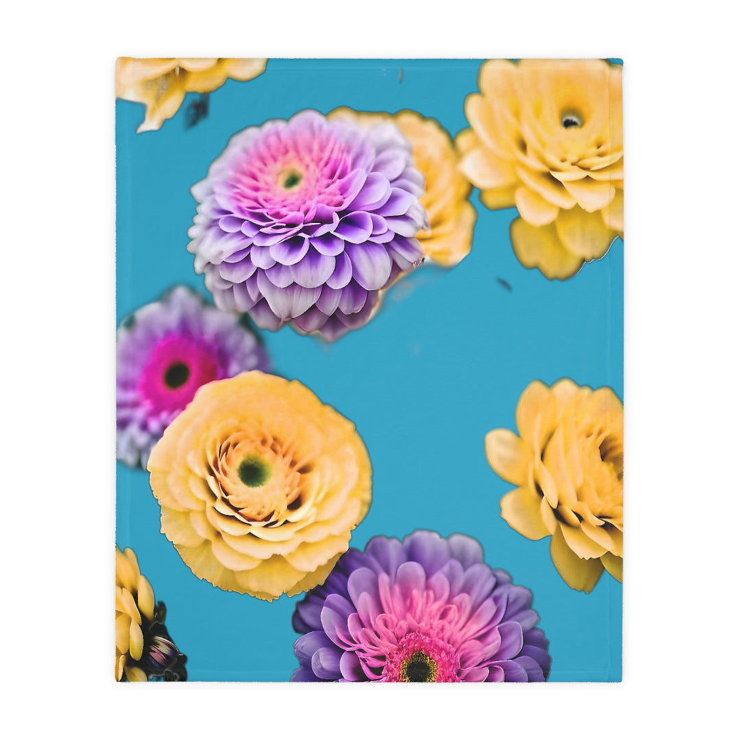 Flower Power style 3 Velveteen Minky Blanket (Two-sided print)