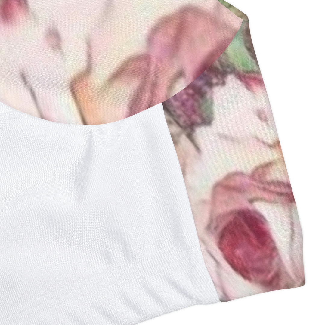 Floral /Coral background Girls' Swimsuit Crop Top (AOP)