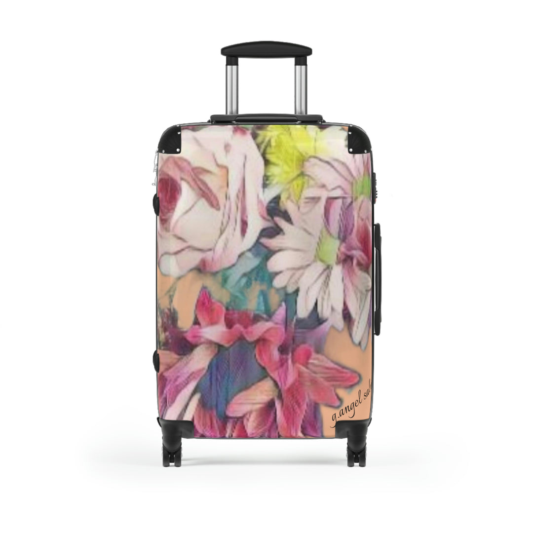Floral w/ coral background Suitcase