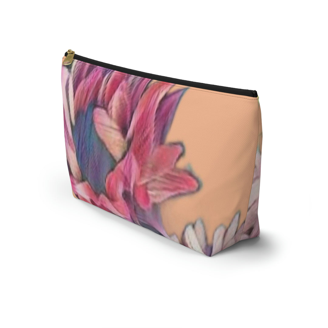 Floral/Coral Background Accessory Pouch w T-bottom