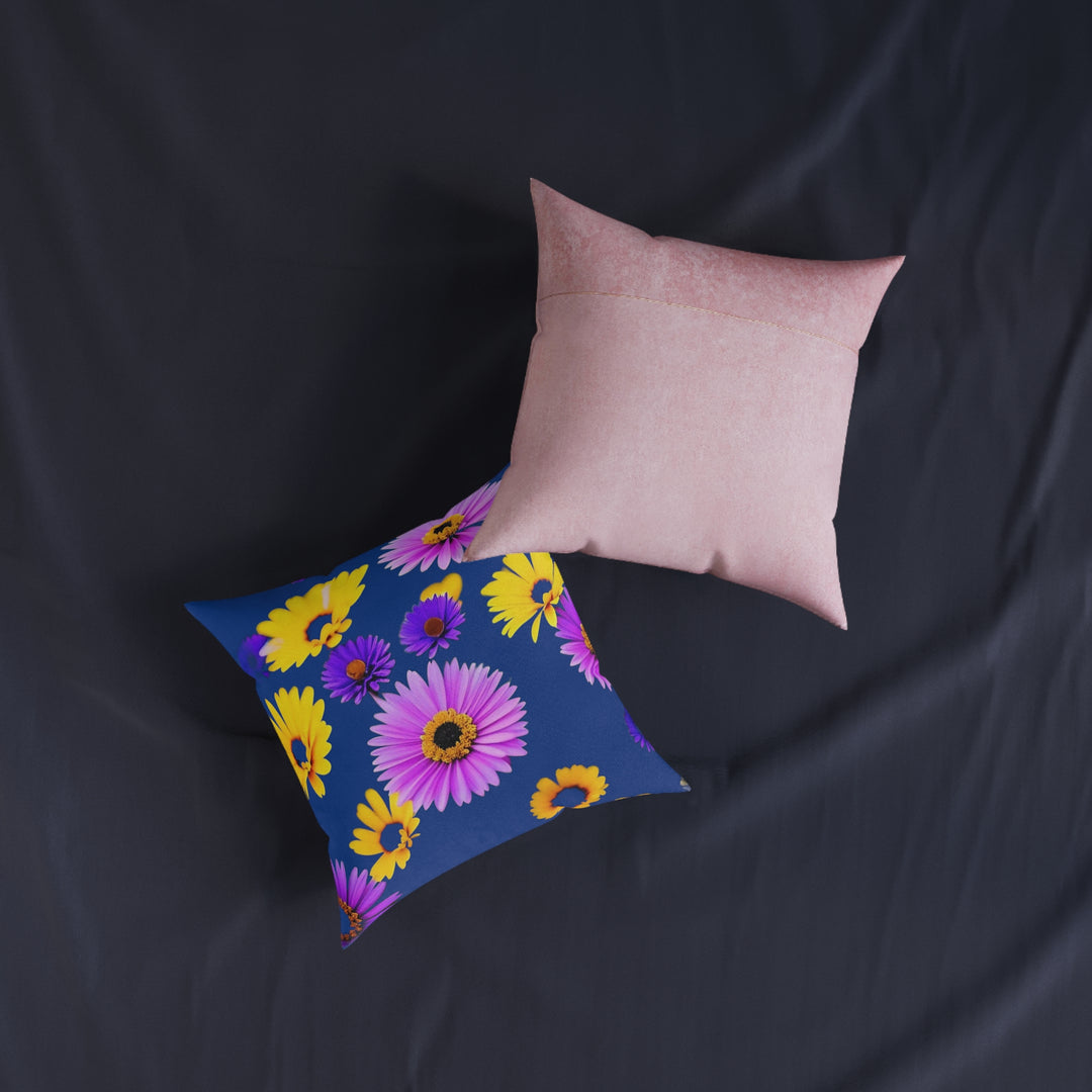 Le fleur on DarkBlue/Pink Back, Square Pillow