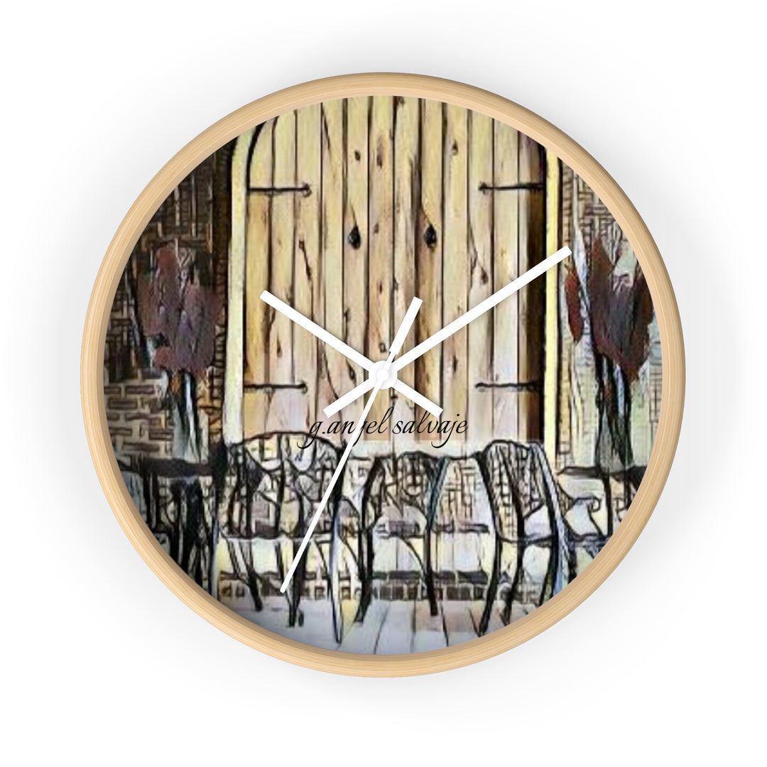 Patio with Flowers Wall Clock