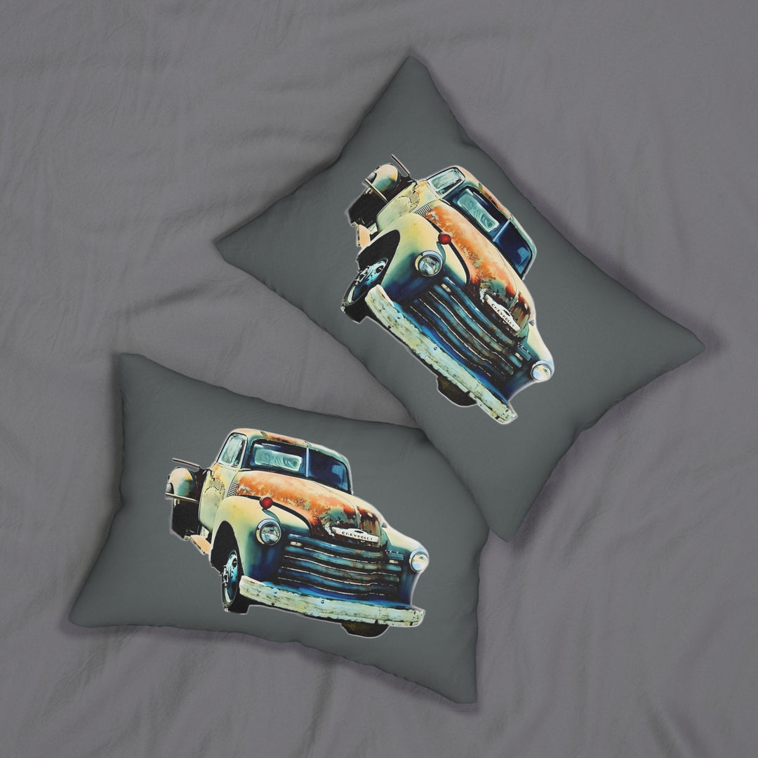 1953 Antique Truck, Dark Grey Spun Polyester Lumbar Pillow