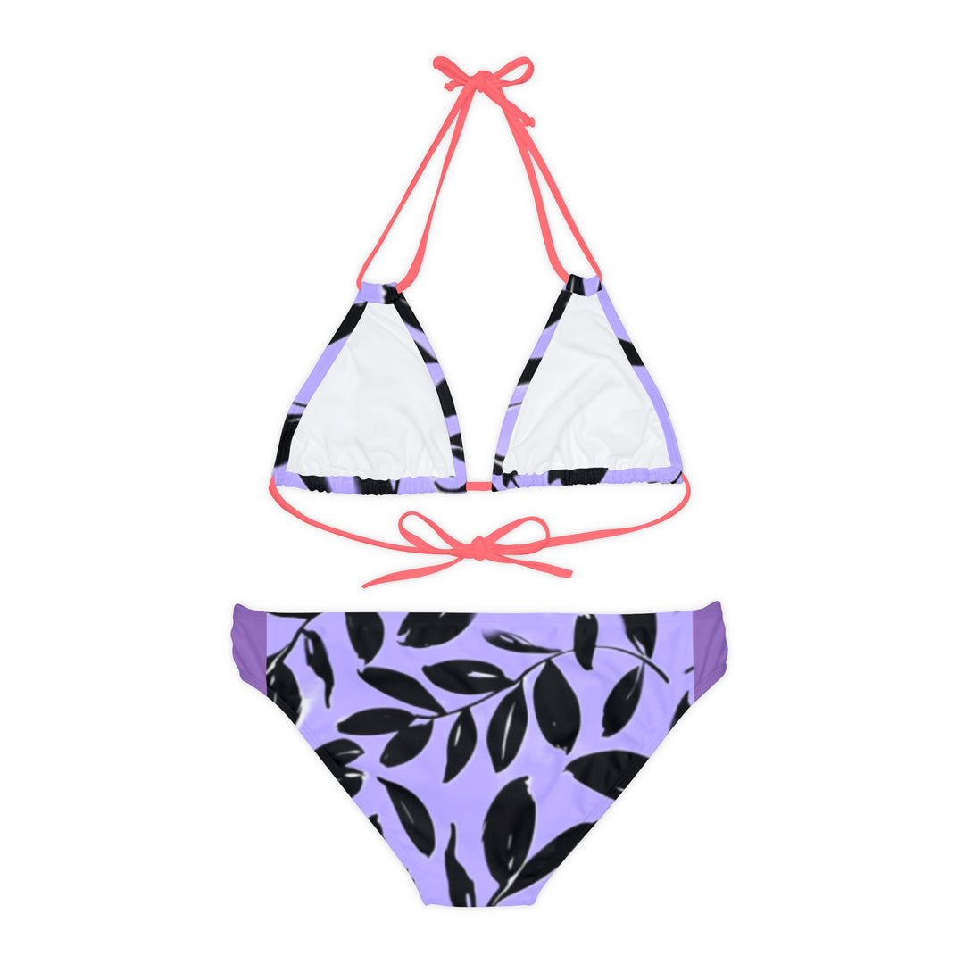 PURPLE and Black tropical Strappy Bikini Set (AOP)
