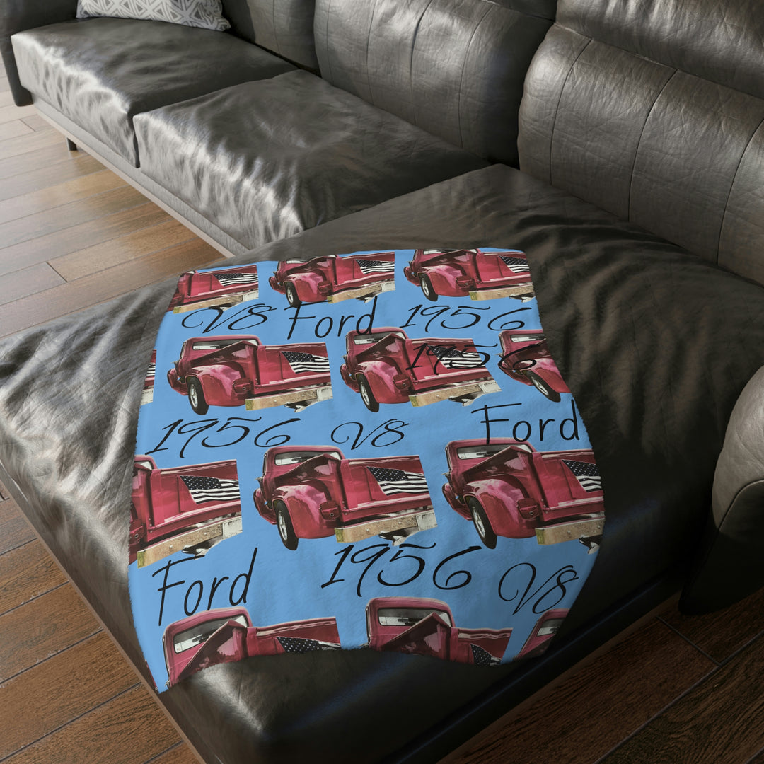 1956 Fat Bottom Ford Velveteen Minky Blanket (Two-sided print)