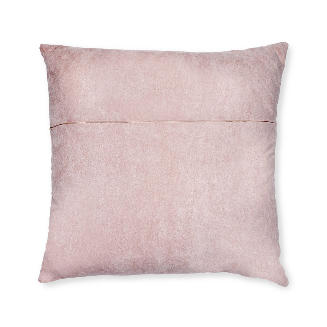 Blue &Purple Flowers, Square Pillow - Pink Back