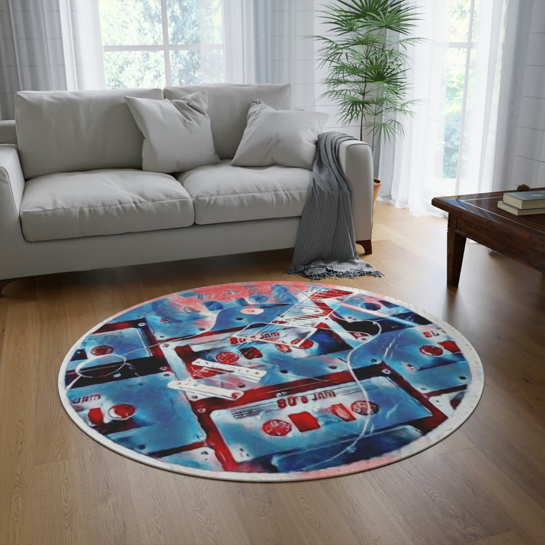 80's Rockin' Guitar Round Rug